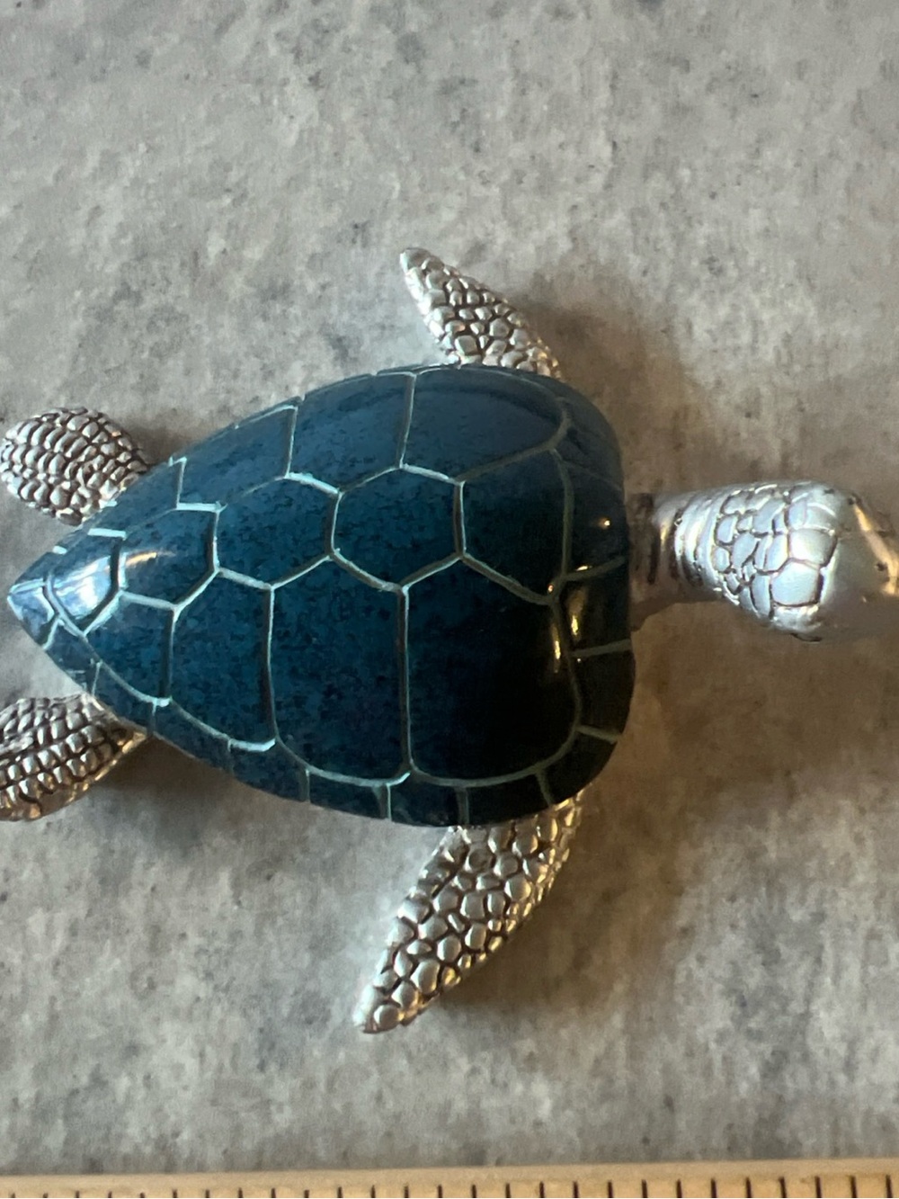 Source Unknown Blue and Silver Sea Turtle Accent Figurine